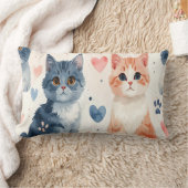 Cute Cats Mug & Pillow - Watercolor Playful Kitten ランバークッション (ブランケット)