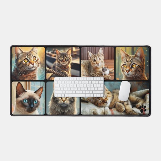 Cute Cats Personalized Photo Collage デスクマット (キーボード&マウス)