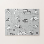 Cute Cats Playing & Being Naughty Pattern ジグソーパズル (横)