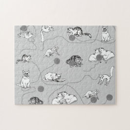 Cute Cats Playing & Being Naughty Pattern ジグソーパズル