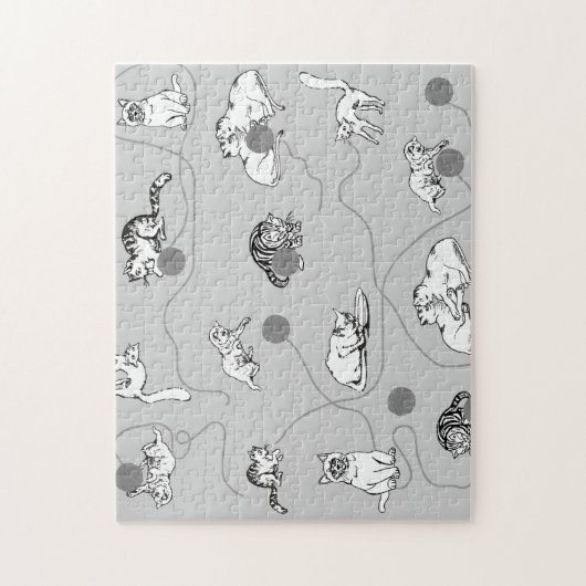 Cute Cats Playing & Being Naughty Pattern ジグソーパズル (縦)