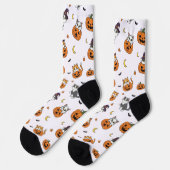 Cute Cats & Pumpkins Halloween Socks ソックス (左)