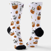 Cute Cats & Pumpkins Halloween Socks ソックス (傾斜あり)