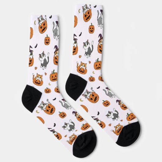 Cute Cats & Pumpkins Halloween Socks ソックス (右)