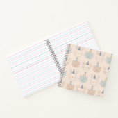 Cute Cats Rabbits and Bears Faces Pastel Pattern ノートブック (内部)