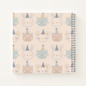 Cute Cats Rabbits and Bears Faces Pastel Pattern ノートブック (裏面)