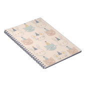 Cute Cats Rabbits and Bears Faces Pastel Pattern ノートブック (右側)