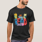 cute cats reading books librarian teacher graphic tシャツ (正面)