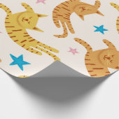 Cute cats seamless pattern with stars funny drawin ラッピングペーパー (角)