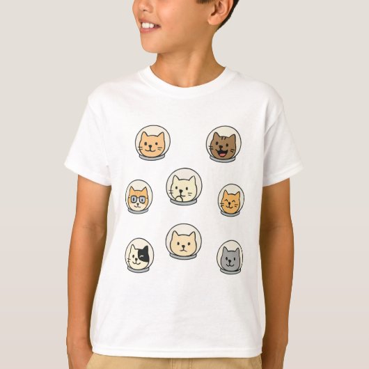 Cute Catstronaut Heads Shirt For Space-Loving Kids Tシャツ (正面)
