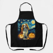 Cute Cavalier King Charles Spaniel Dog Halloween J エプロン (正面)