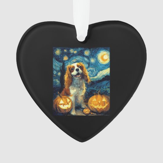 Cute Cavalier King Charles Spaniel Dog Halloween J オーナメント (正面)