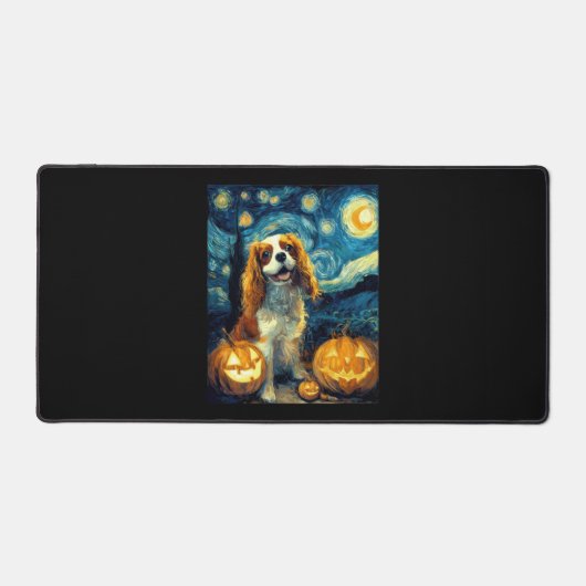 Cute Cavalier King Charles Spaniel Dog Halloween J デスクマット (正面)