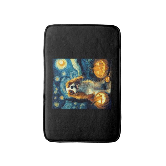 Cute Cavalier King Charles Spaniel Dog Halloween J バスマット (正面縦)