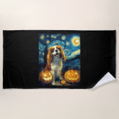 Cute Cavalier King Charles Spaniel Dog Halloween J ビーチタオル (正面)