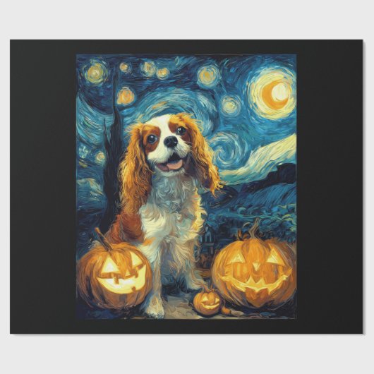 Cute Cavalier King Charles Spaniel Dog Halloween J ラッピングペーパー (フラット)