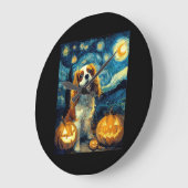 Cute Cavalier King Charles Spaniel Dog Halloween J ラージ壁時計 (傾斜)