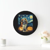 Cute Cavalier King Charles Spaniel Dog Halloween J ラージ壁時計 (ホーム)