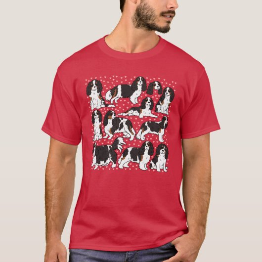 Cute cavalier king charles spaniel dog pattern fri tシャツ (正面)