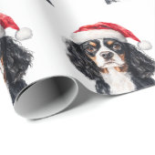 Cute Cavalier King Charles Spaniel with Santa Hat  ラッピングペーパー (ロールコーナー)