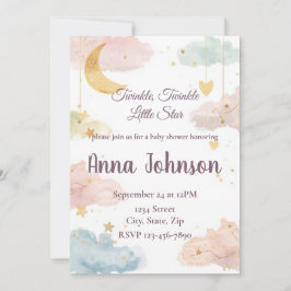 Cute Celestial Baby Shower Invitation | Watercolor 招待状