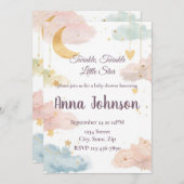 Cute Celestial Baby Shower Invitation | Watercolor 招待状 (正面/裏面)