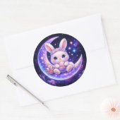 Cute Celestial Easter Bunny Round Sticker ラウンドシール (封筒)