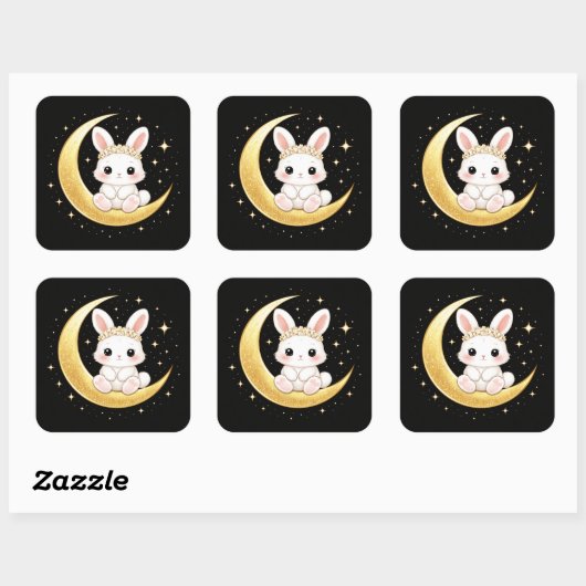 Cute Celestial Easter Bunny Square Sticker スクエアシール (シート)