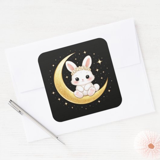Cute Celestial Easter Bunny Square Sticker スクエアシール (封筒)