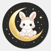 Cute Celestial Easter Bunny Sticker ラウンドシール (正面)