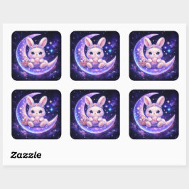 Cute Celestial Easter Bunny Sticker Sheet スクエアシール