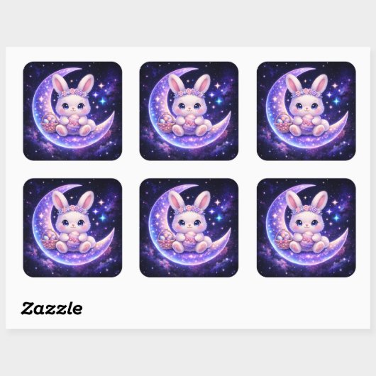 Cute Celestial Easter Bunny Sticker Sheet スクエアシール (シート)