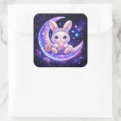 Cute Celestial Easter Bunny Sticker Sheet スクエアシール (バッグ)