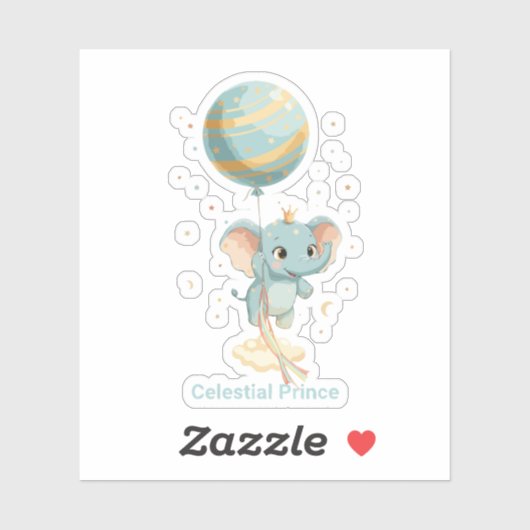Cute Celestial Prince Elephant Balloon Stars Nurse シール (シート)