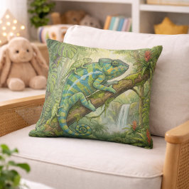 Cute Chameleon Mama And Baby Jungle Animals  クッション