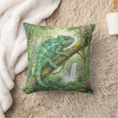 Cute Chameleon Mama And Baby Jungle Animals  クッション (ブランケット)