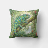 Cute Chameleon Mama And Baby Jungle Animals  クッション (裏面)