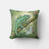 Cute Chameleon Mama And Baby Jungle Animals  クッション (正面)