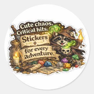 Cute Chaos Critical Hits ステッカーコレクション | RPG ラウンドシール