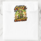 Cute Chaos Dino Sticker Funny Kawaii スクエアシール (バッグ)