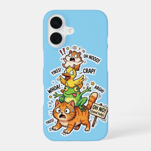 Cute Chaotic Animal Stack Meme Phone Case – Funny  iPhone 16ケース (裏面)