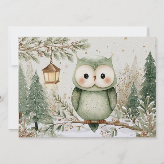 Cute charming owl Christmas シーズンカード (正面)