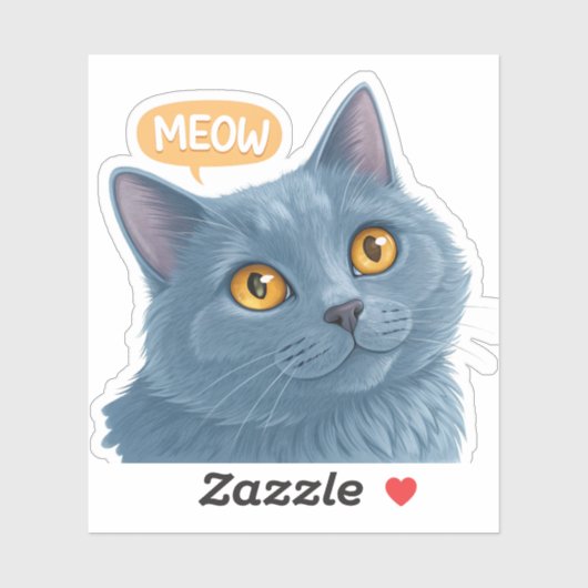 Cute Chartreux Cat Face Sticker” | Adorable Plush  シール (シート)