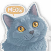 Cute Chartreux Cat Face Sticker” | Adorable Plush  シール (正面)
