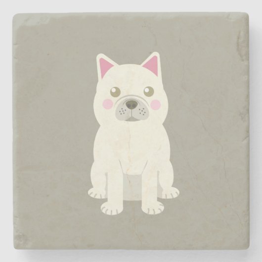Cute Cheeks French Bulldog ストーンコースター (正面)