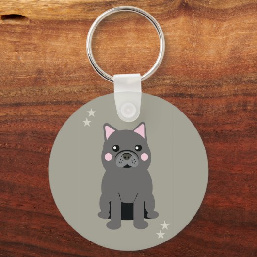 Cute Cheeks Gray French Bulldog キーホルダー (裏面)