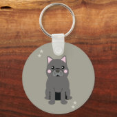 Cute Cheeks Gray French Bulldog キーホルダー (正面)