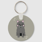 Cute Cheeks Gray French Bulldog キーホルダー (裏面)