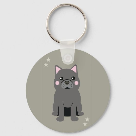 Cute Cheeks Gray French Bulldog キーホルダー (裏面)