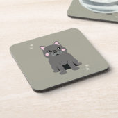Cute Cheeks Gray French Bulldog コースター (左側)